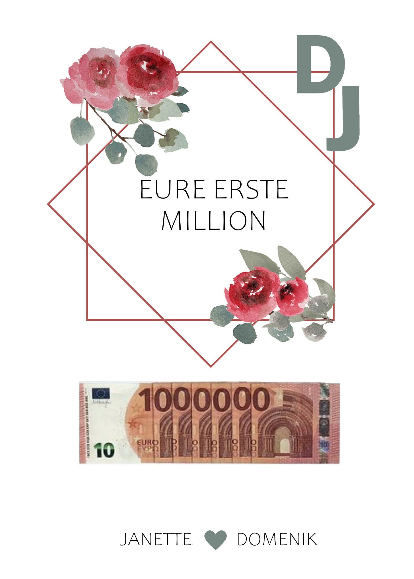 Hochzeitsposter Digital "Eure Erste Million" Hochzeitsgeschenk
