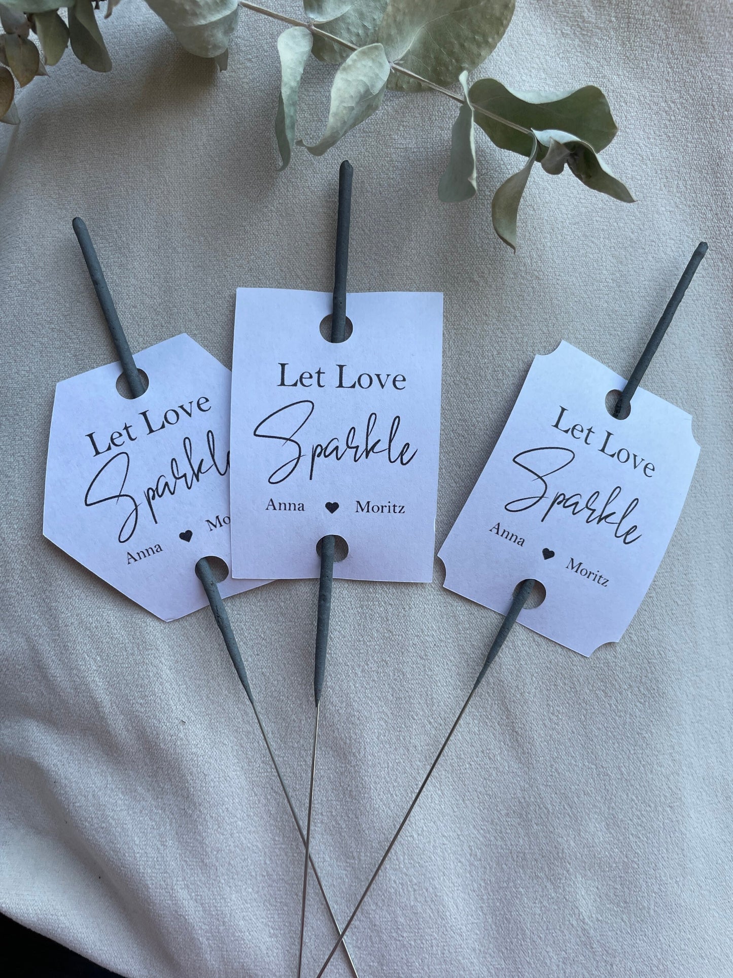 Hochzeit Wunderkerzen Anhänger „Let Love Sparkle“