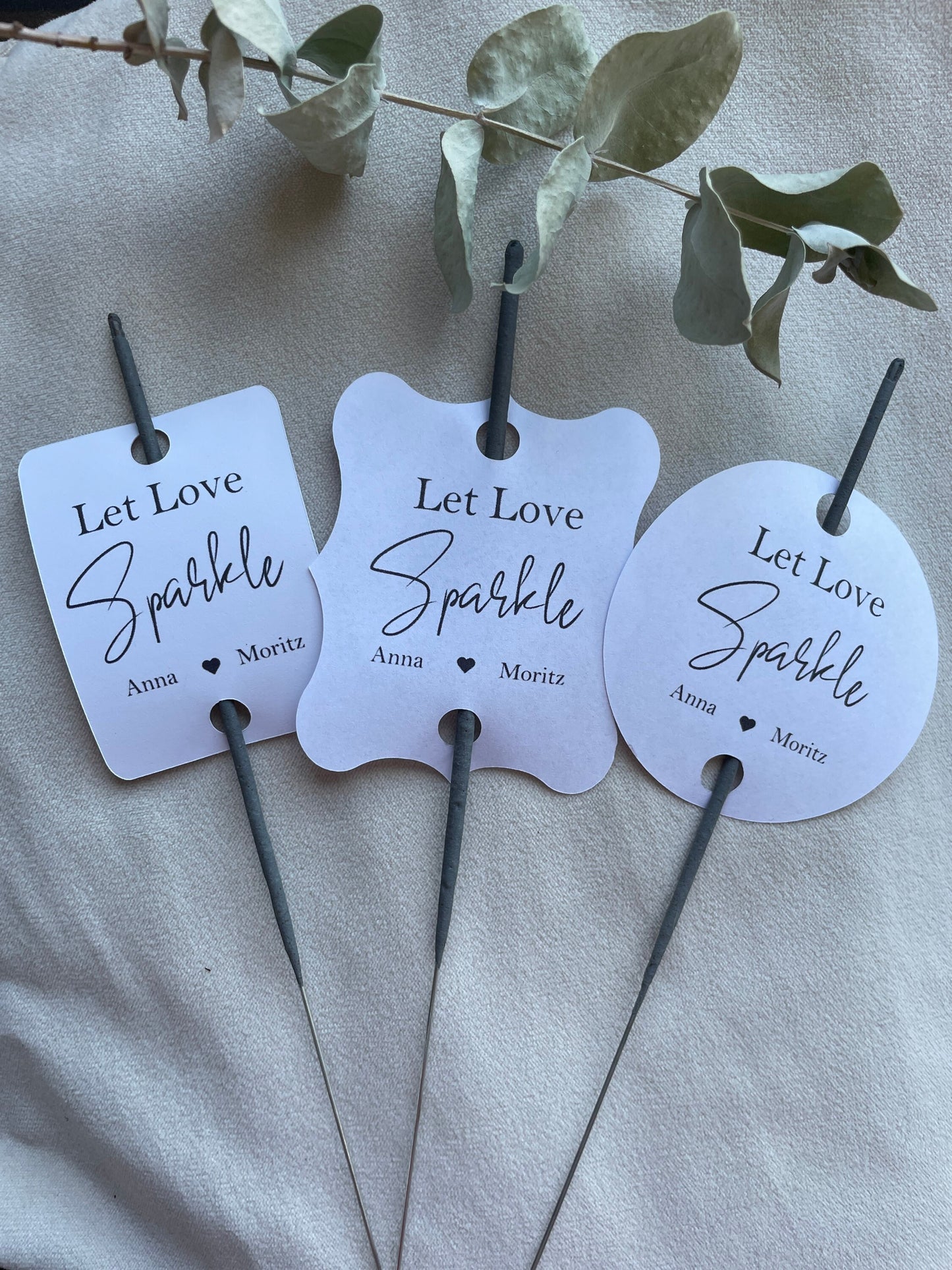 Hochzeit Wunderkerzen Anhänger „Let Love Sparkle“