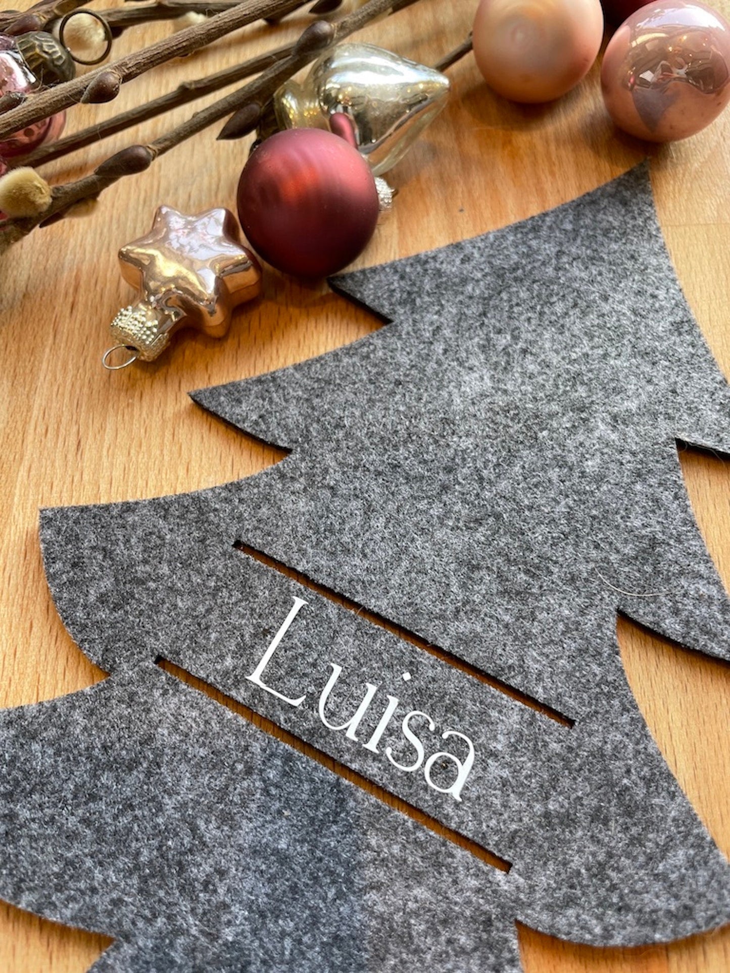 Weihnachtsdeko Besteckhalter Filz Name