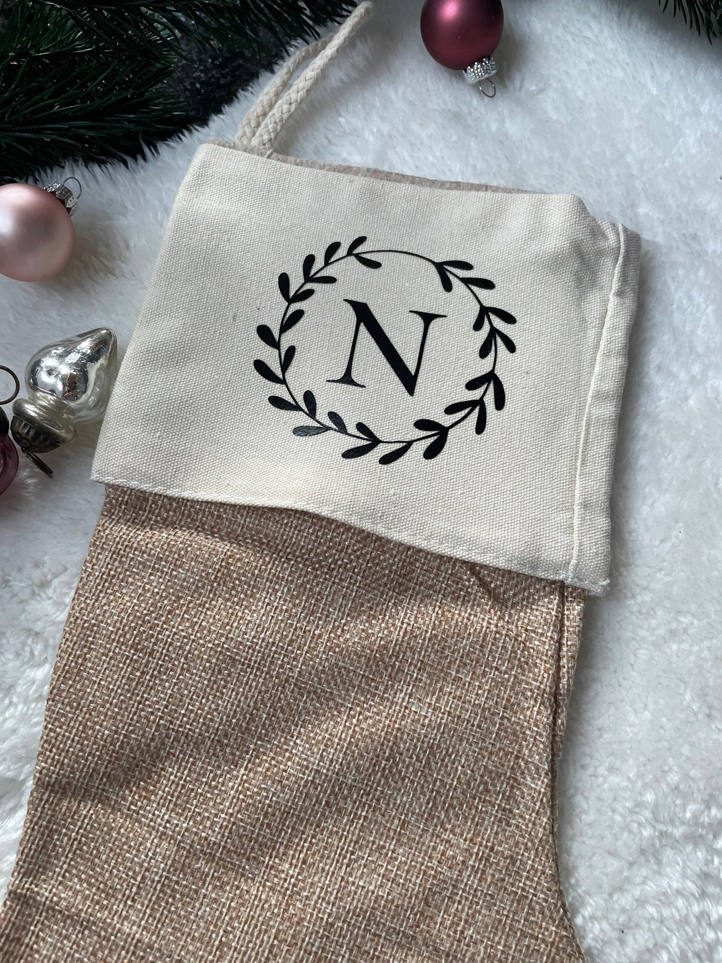 Nikolausstiefel Jute personalisiert Initial