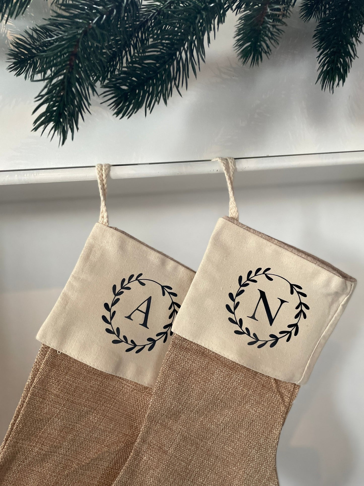 Nikolausstiefel Jute personalisiert Initial