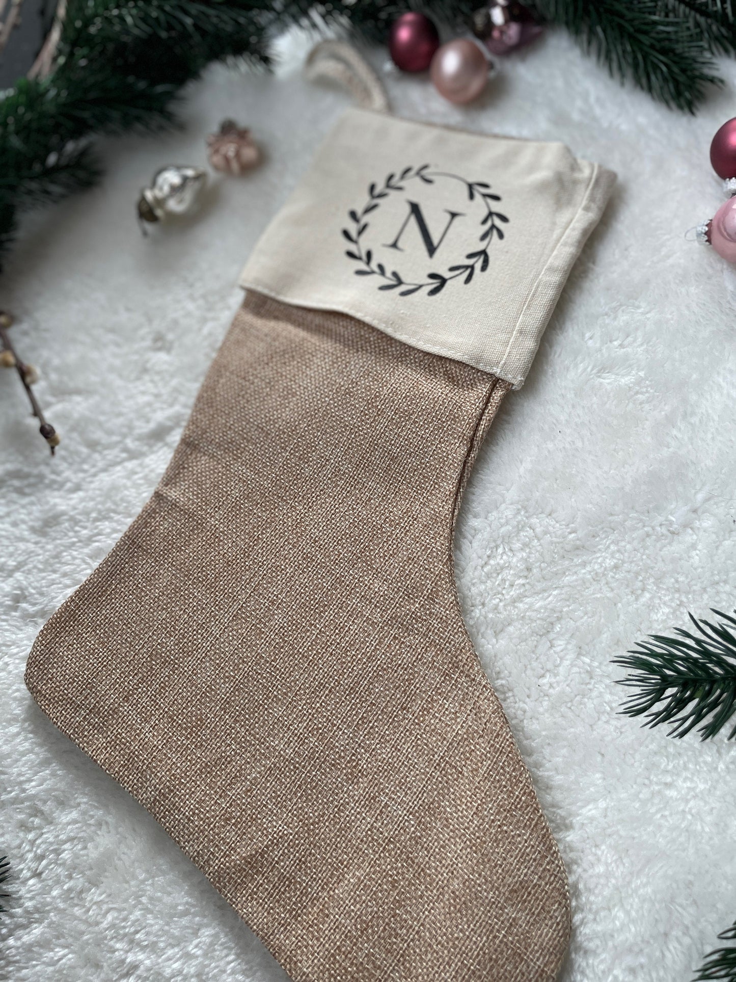 Nikolausstiefel Jute personalisiert Initial