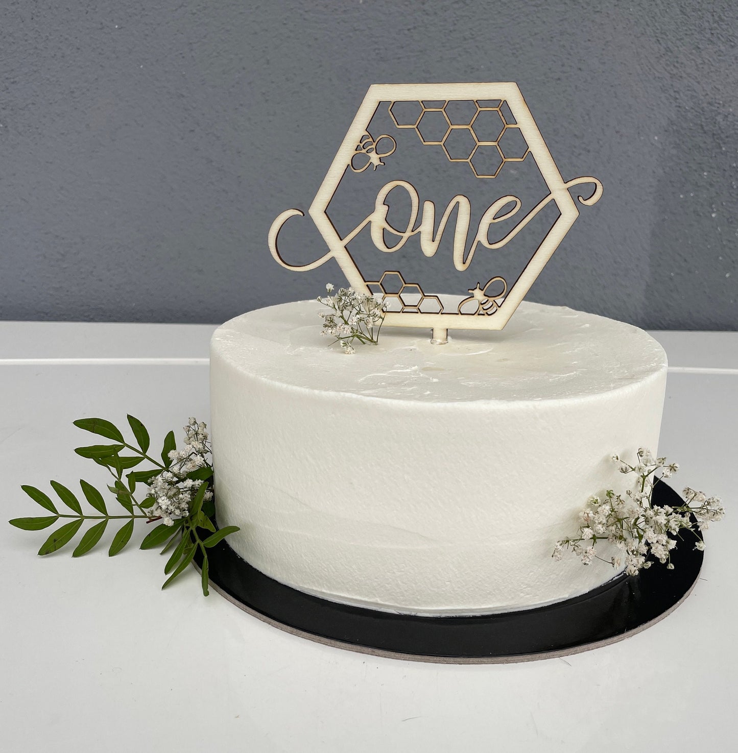 Cake Topper Geburtstag Kinder Biene One Holz