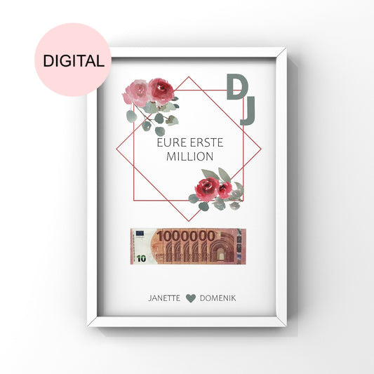 Hochzeitsposter Digital "Eure Erste Million" Hochzeitsgeschenk