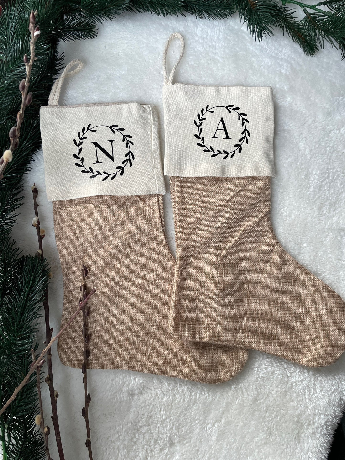 Nikolausstiefel Jute personalisiert Initial