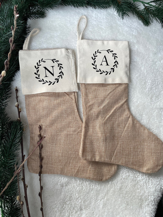 Nikolausstiefel Jute personalisiert Initial